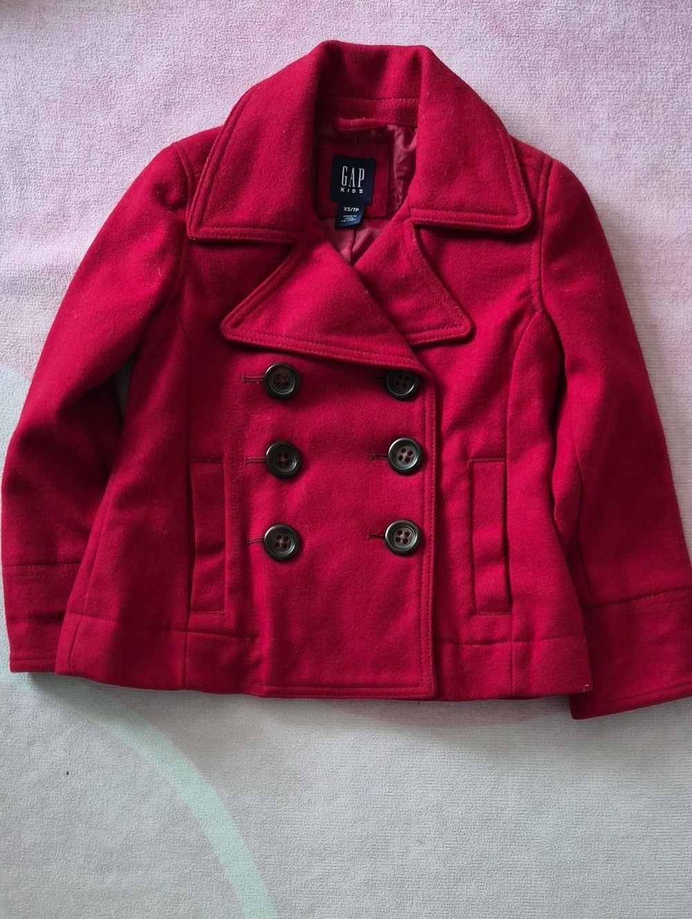 GAP Kids Bright Red Double-Breasted Pea Coat
